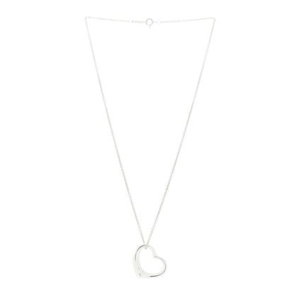 Tiffany Sterling Silver 22mm Elsa Peretti Open Heart Pendant Necklace 3 of 7