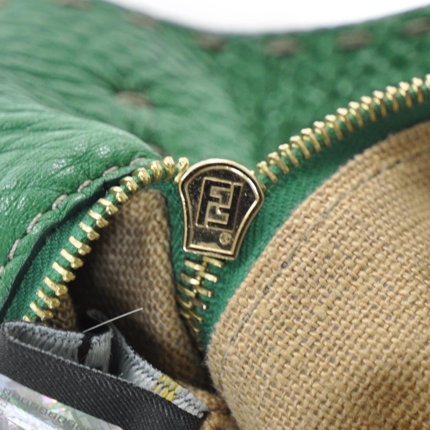 Fendi Calfskin Romano Selleria Shopping Tote Emerald Green 10 of 11