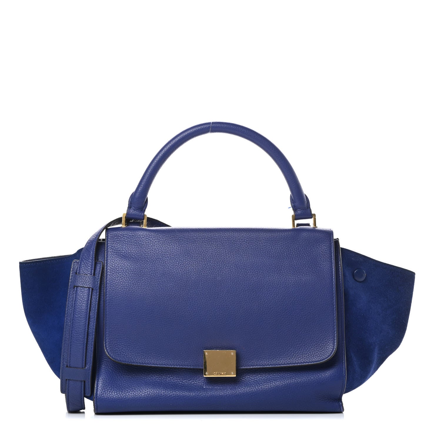 Celine Drummed Calfskin Suede Small Trapeze Indigo 1 of 22