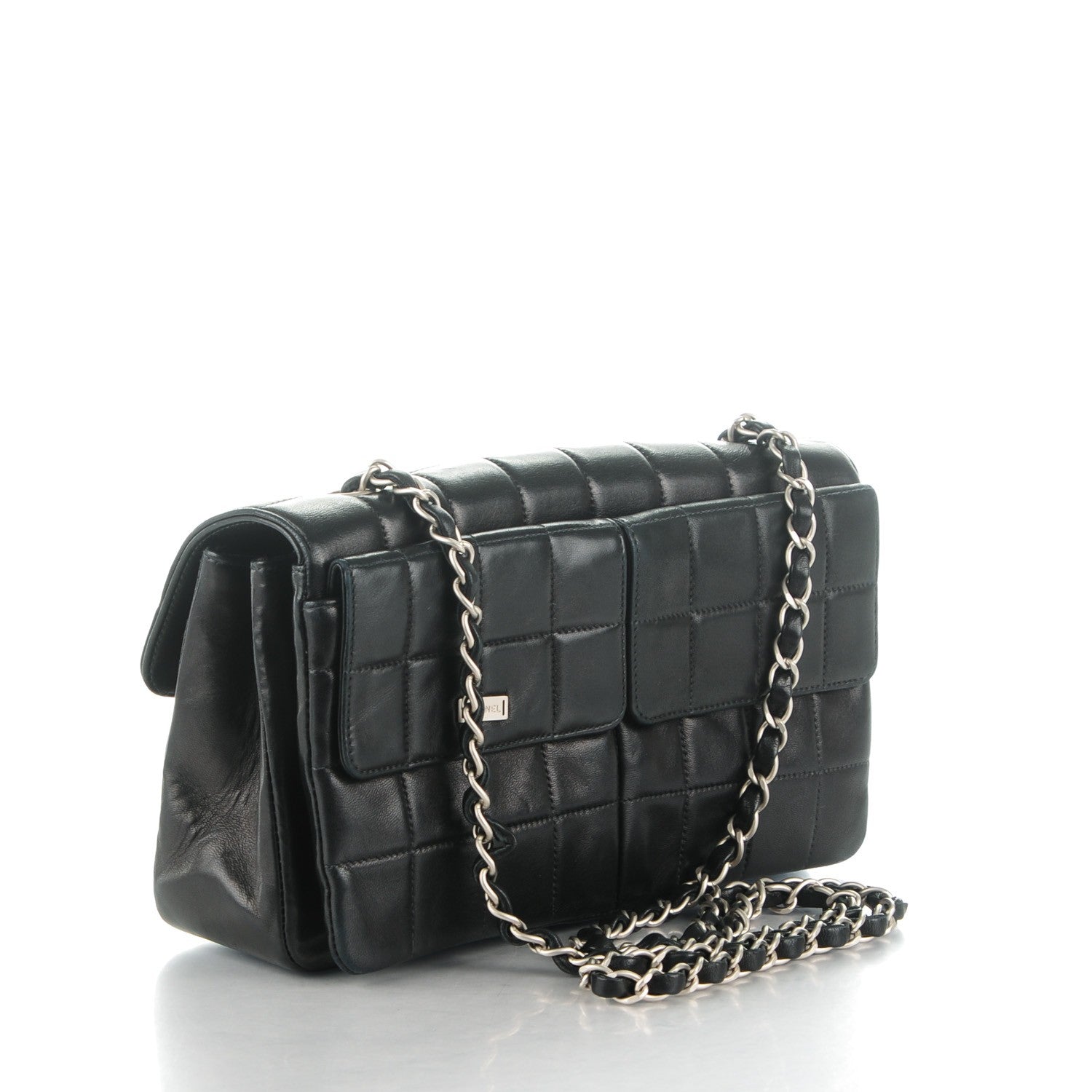 Chanel Lambskin Quilted Chocolate Bar Mademoiselle Accordion Flap Black 3 of 8
