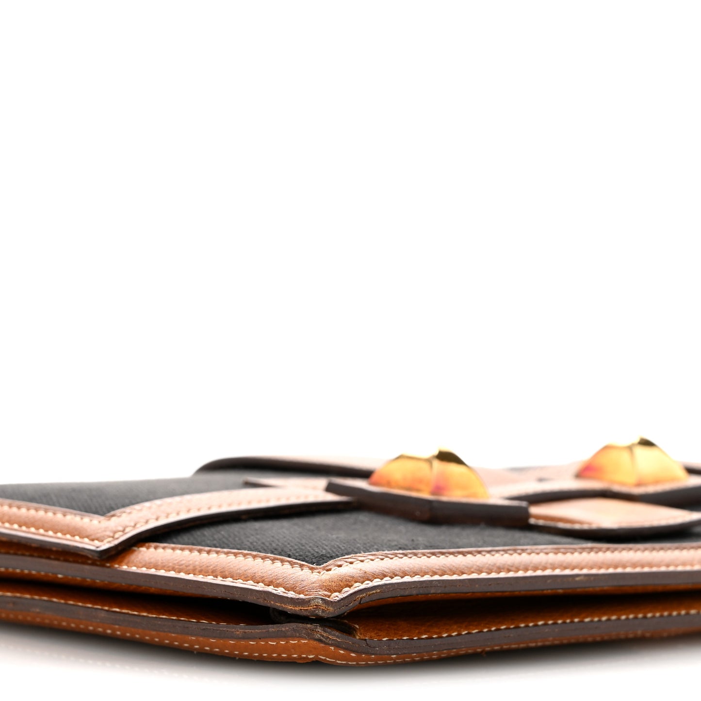 Canvas Courchevel Medor Clutch Gold Brown