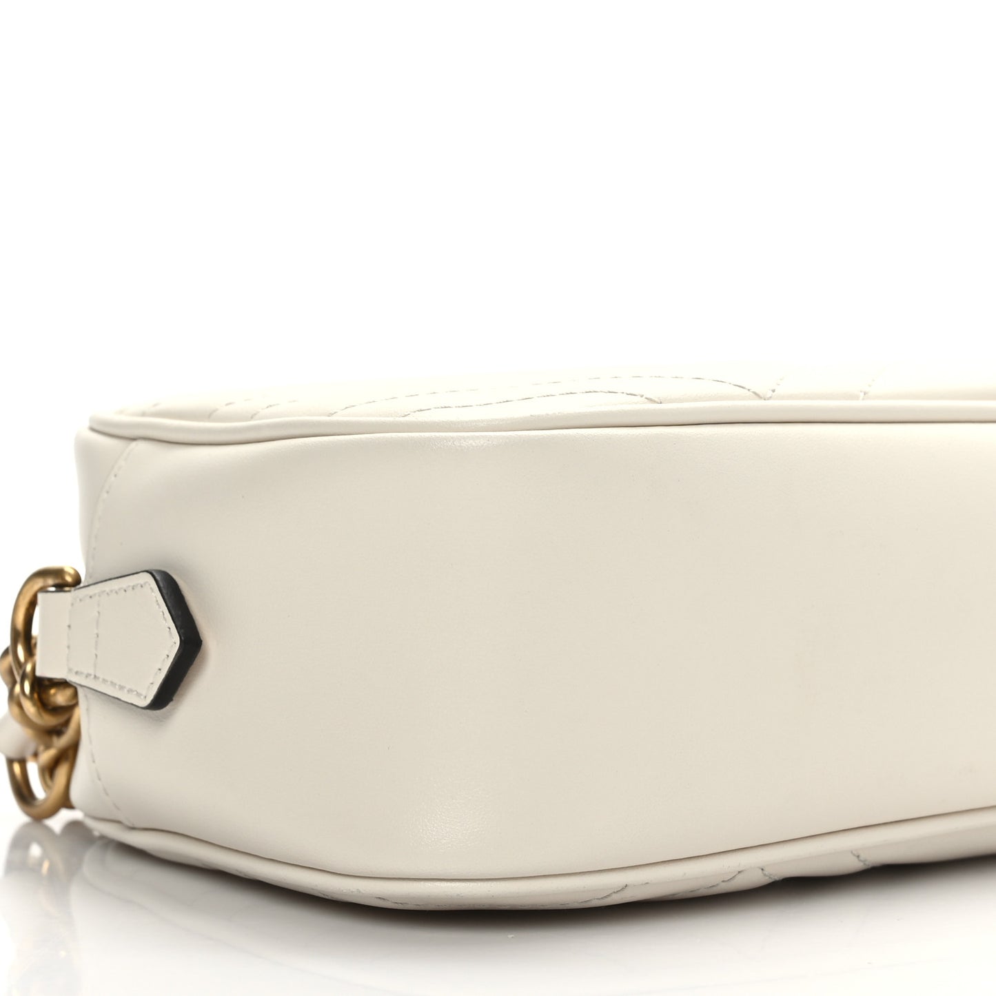 Calfskin Matelasse Small GG Marmont Chain Shoulder Bag White