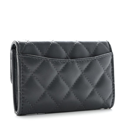 Chanel Lambskin Quilted Flap Card Holder Wallet Dark Grey 3 of 9