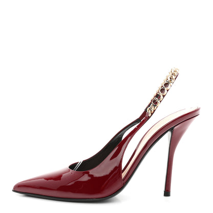 Gucci Patent Signoria Slingback Pumps 39.5 Rosso Ancora 1 of 9