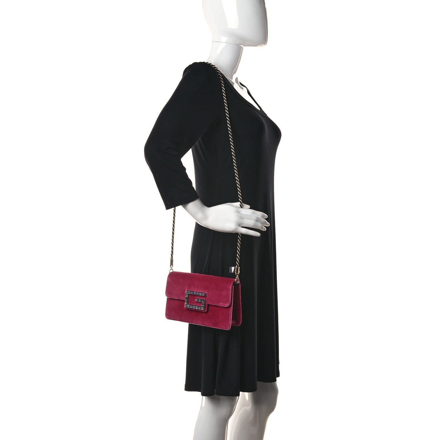 Gucci Velvet Crystal Square G Shoulder Bag Light Raspberry Rose 1 of 16