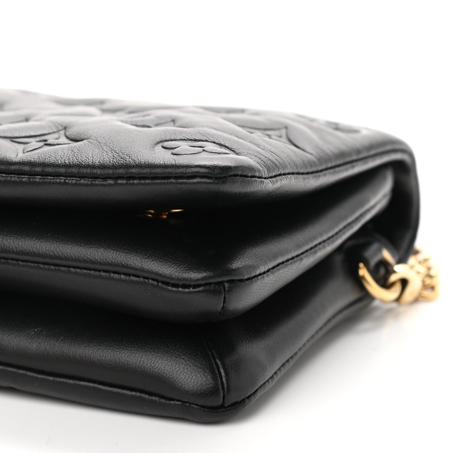 Lambskin Embossed Monogram Pochette Coussin Black