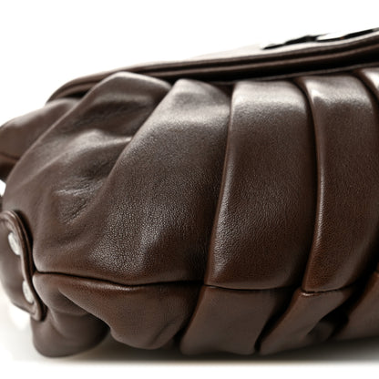 Chanel Lambskin Pleated CC Shoulder Bag Marron Fonce 9 of 10