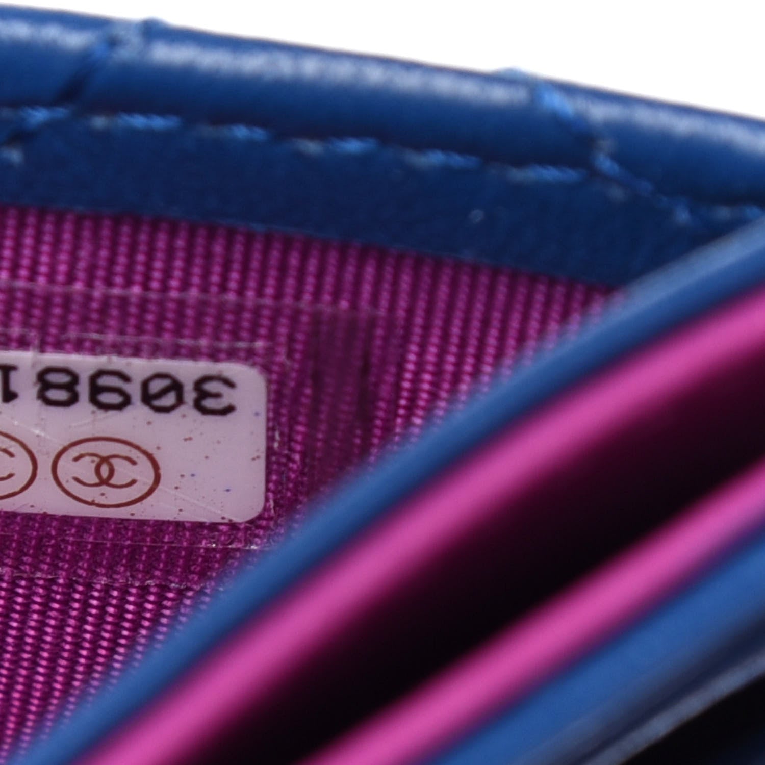 Chanel Lambskin Quilted Card Holder Blue Pink 8 of 9