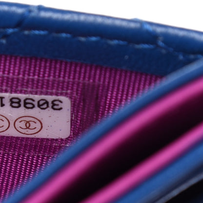 Chanel Lambskin Quilted Card Holder Blue Pink 8 of 9