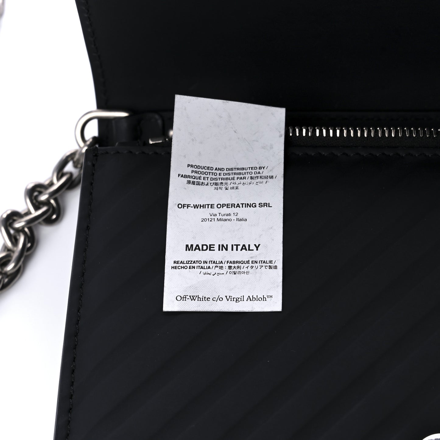 OFF WHITE Calfskin Diagonal Quilted Jitney 0.5 Crossbody Bag Black
