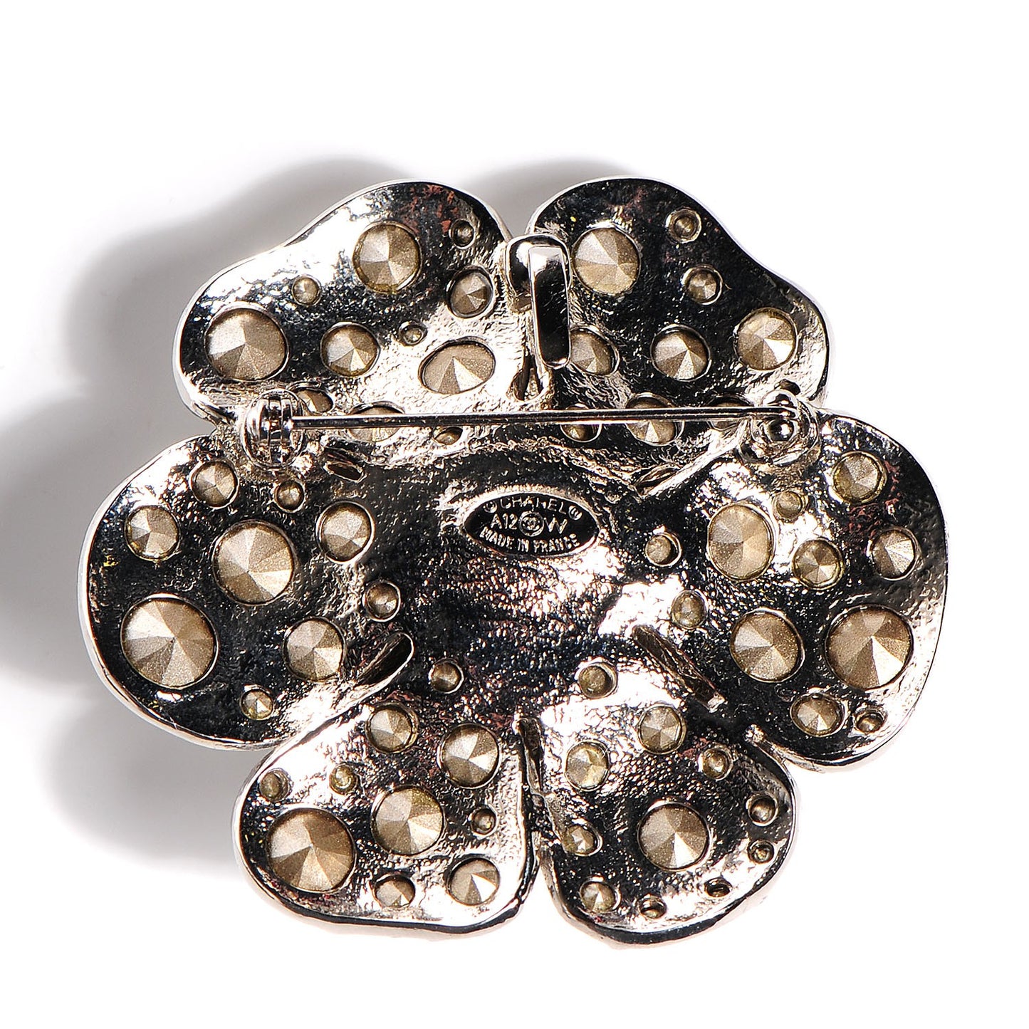 Swarovski Crystal Camellia CC Brooch Silver
