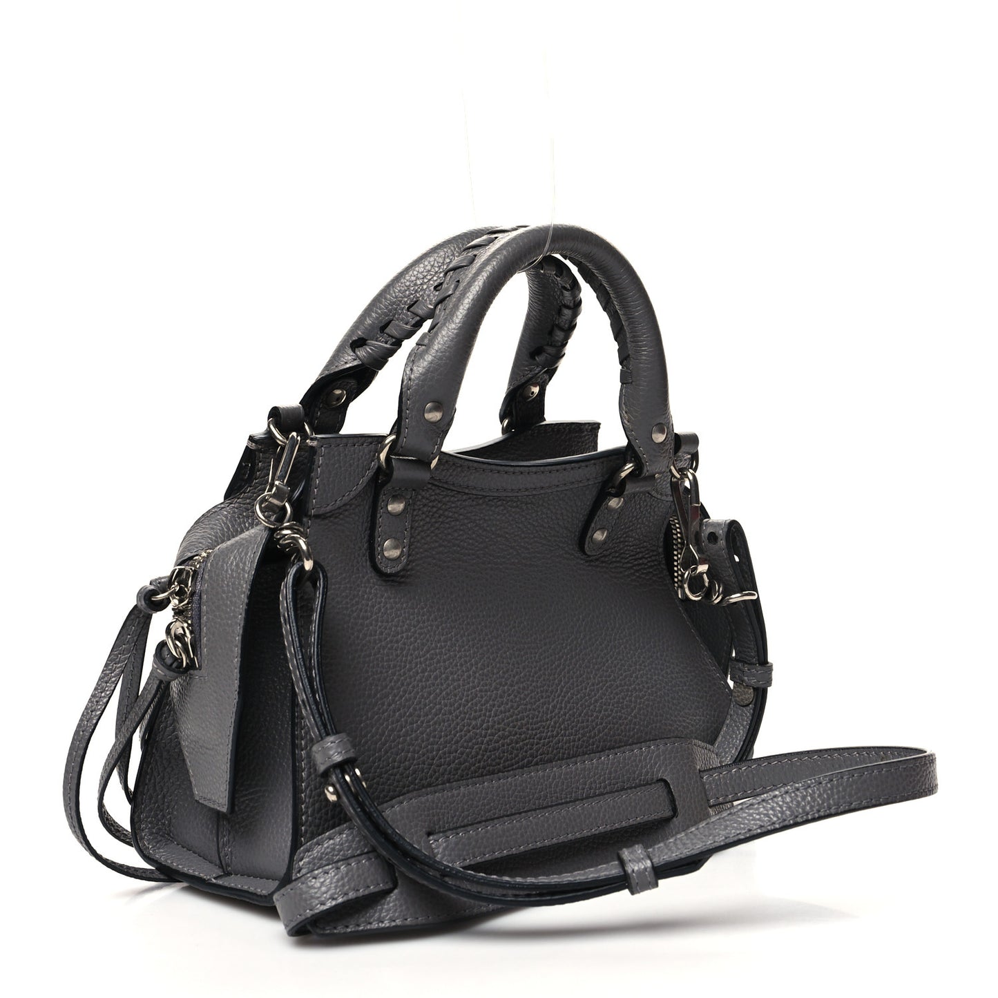 Grained Calfskin Neo Classic Silver Hardware Mini City Dark Grey