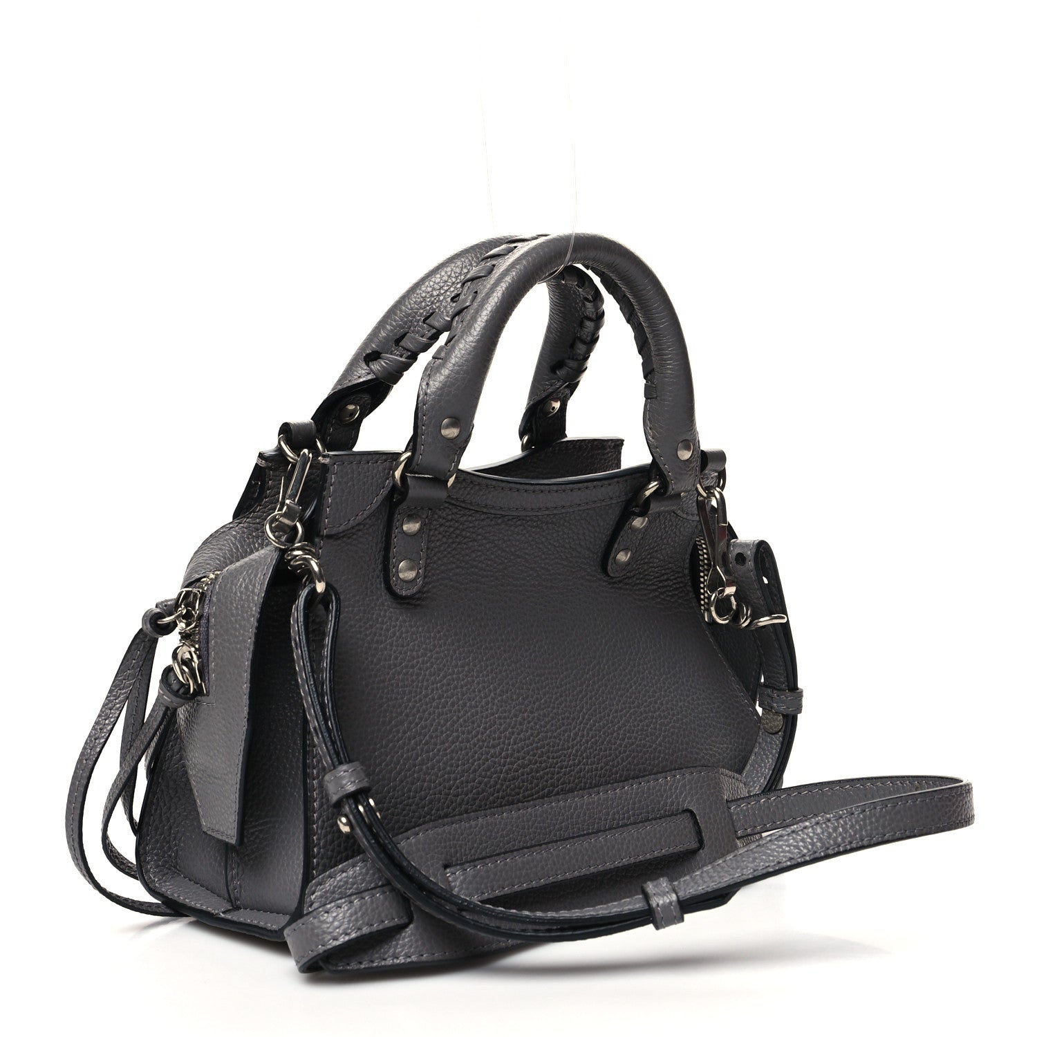 Balenciaga Grained Calfskin Neo Classic Silver Hardware Mini City Dark Grey 2 of 9