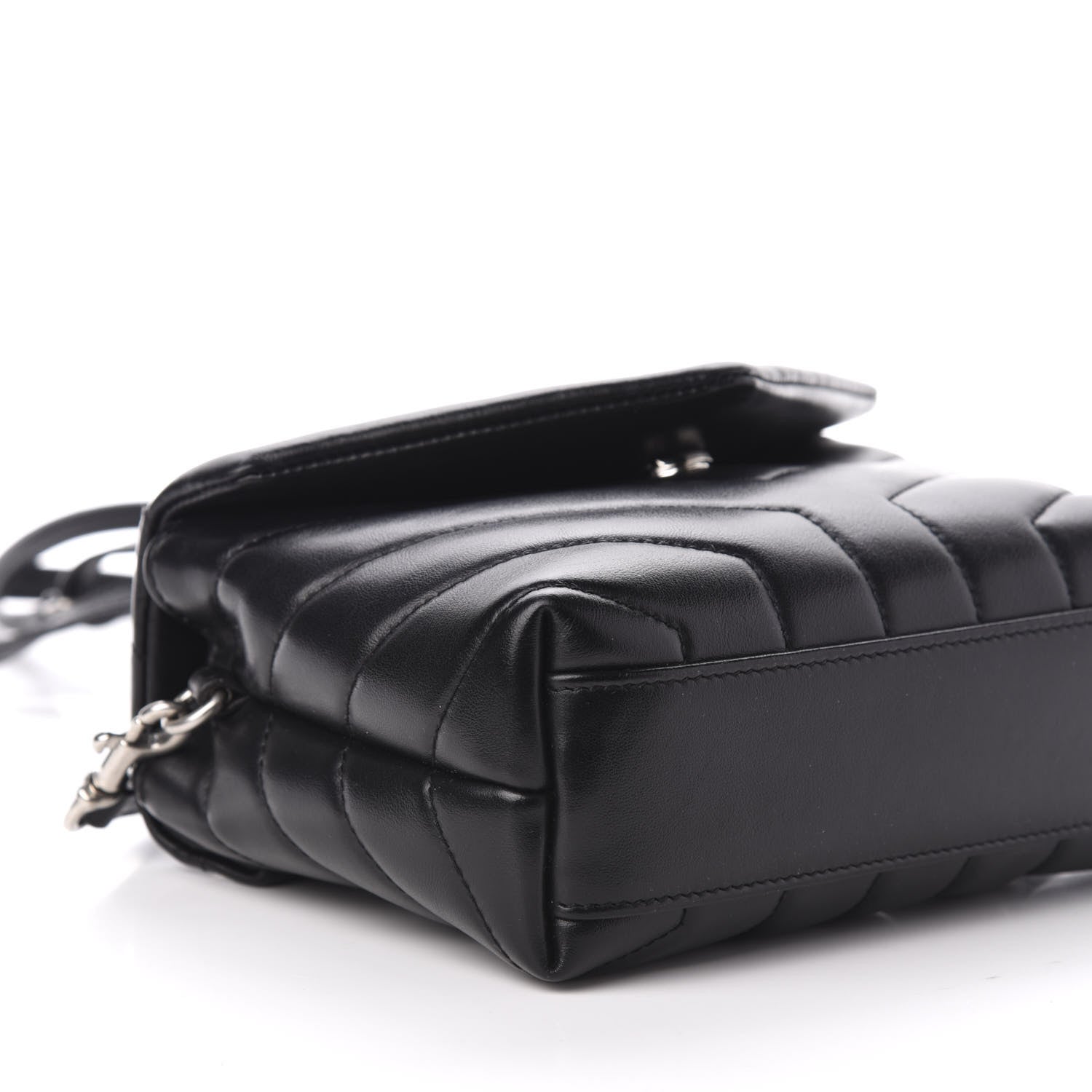 Saint Laurent Calfskin Y Quilted Monogram Toy Loulou Crossbody Bag Black 12 of 14