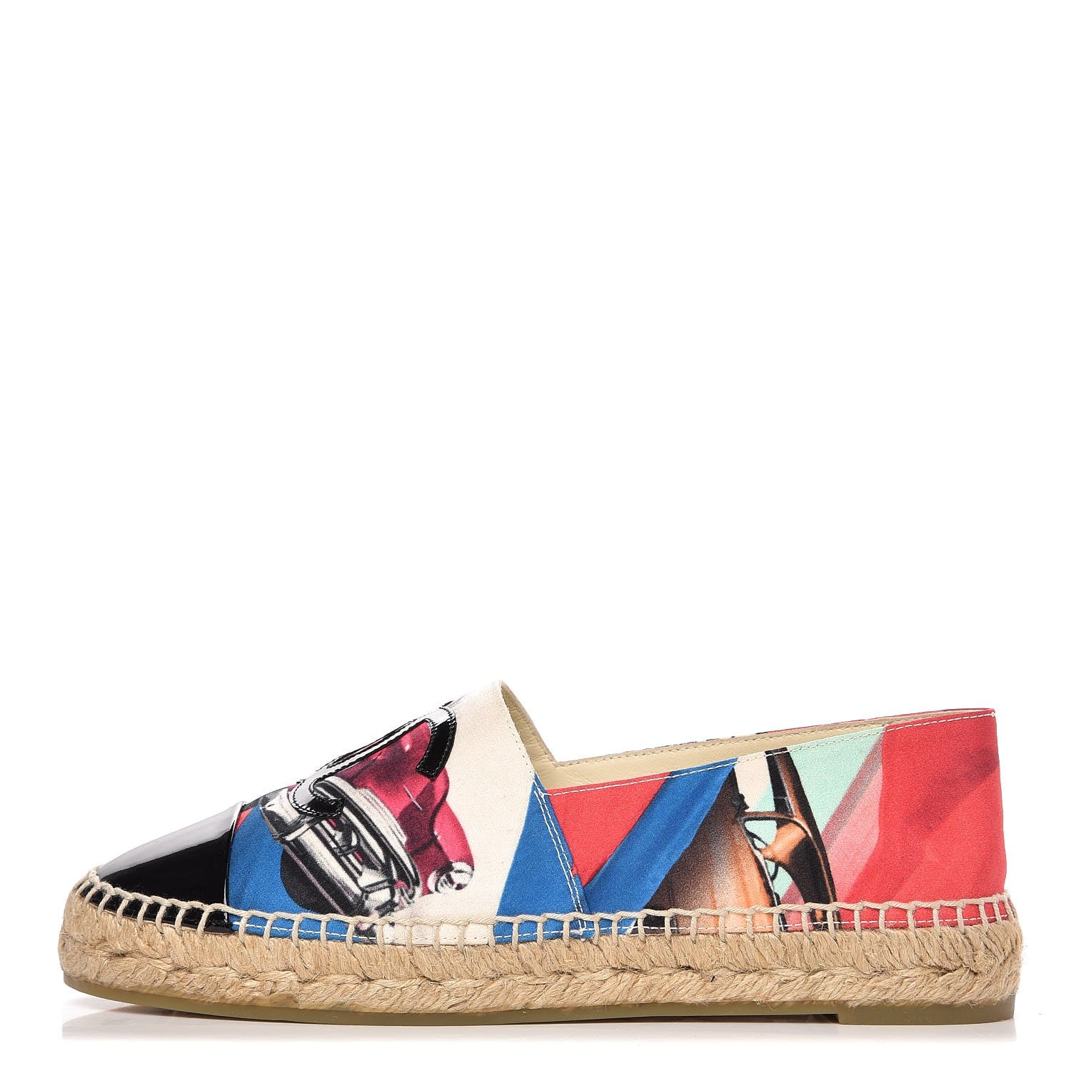 Chanel Crepe Patent CC Espadrilles 37 Multicolor Black 1 of 11