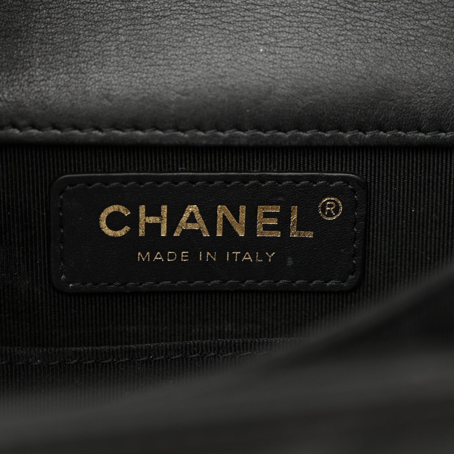 Calfskin Chrevron Quilted North South Boy Flap Black