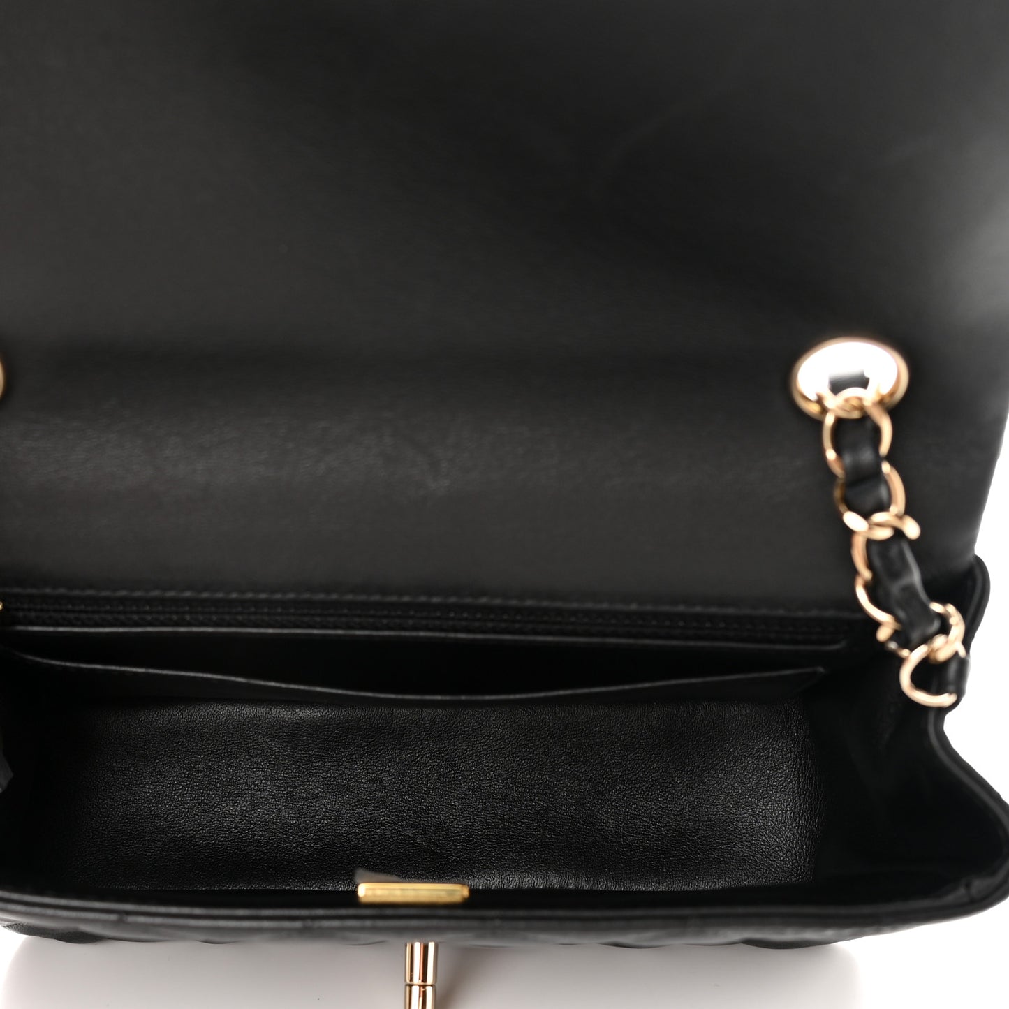 Lambskin Quilted Mini Rectangular Flap Black