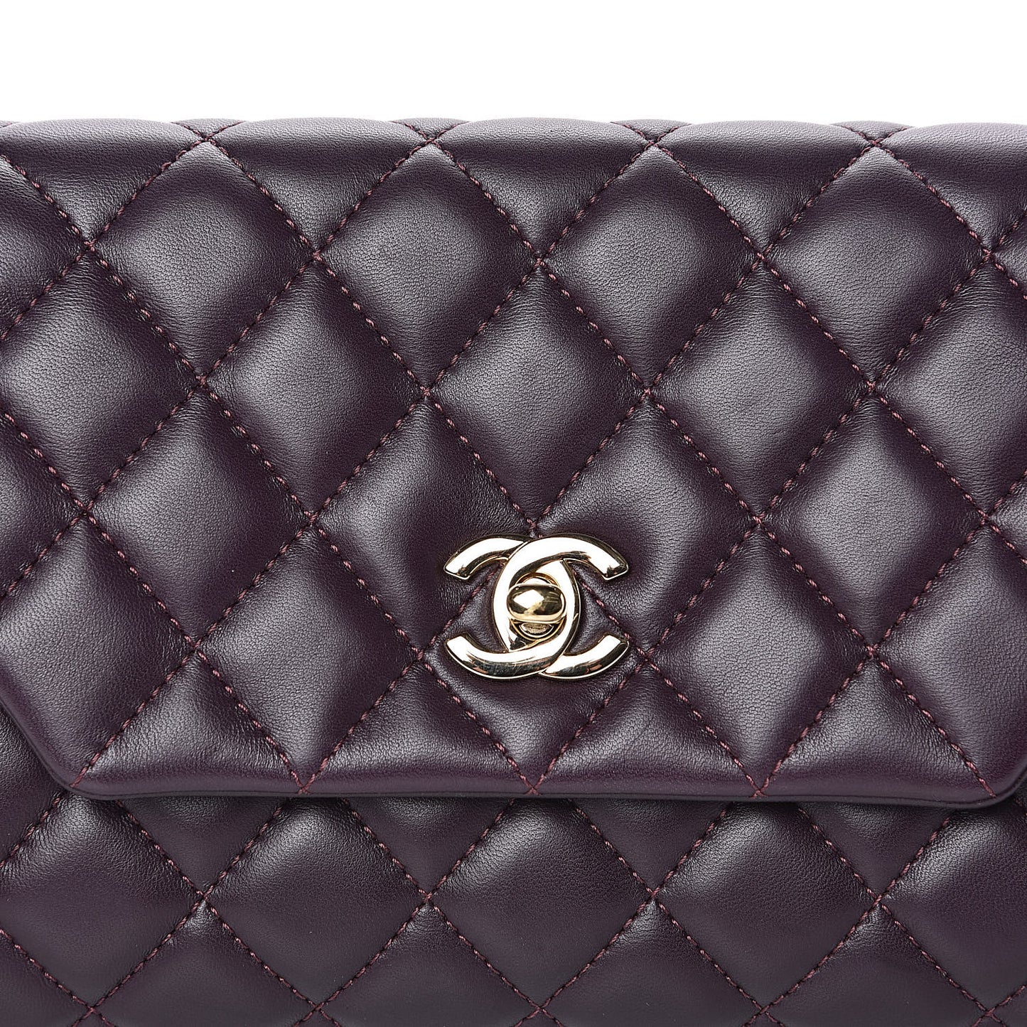 Lambskin Quilted Fold Up Again Clutch Purple
