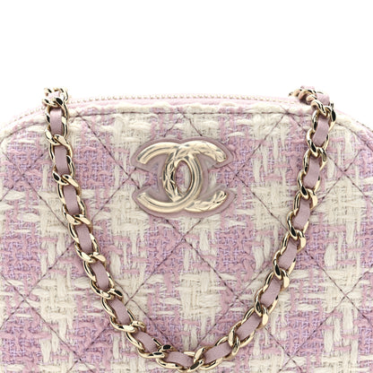 Chanel Tweed Quilted Mini Clutch With Chain Pink 8 of 10