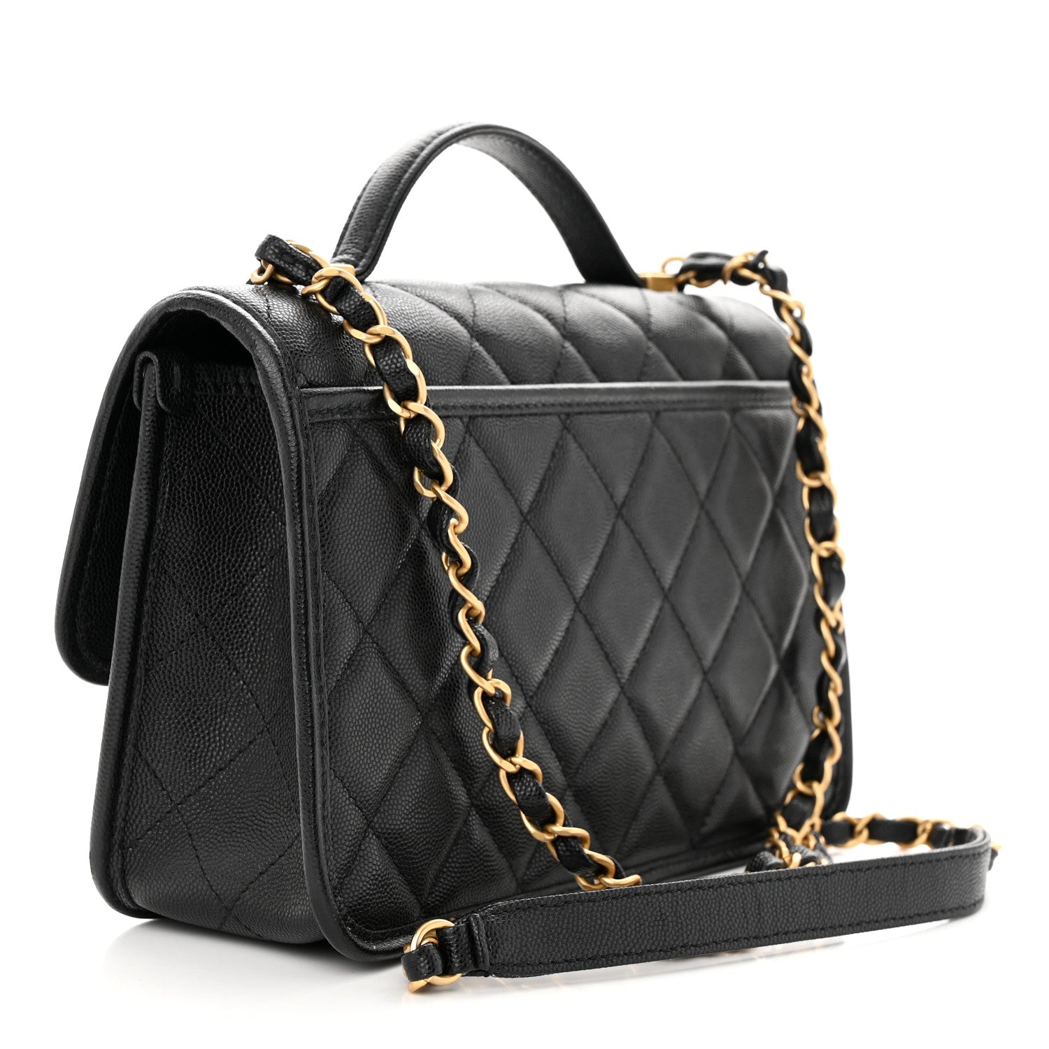 Chanel Caviar Quilted School Memory Small Top Handle Flap Black 3 of 10