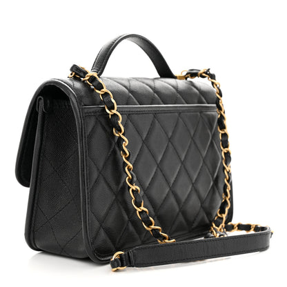 Chanel Caviar Quilted School Memory Small Top Handle Flap Black 3 of 10