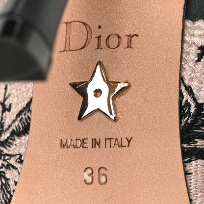 Christian Dior Canvas Jardin Botanique Embroidered J'Adoir Slingback 100mm Pumps 36 Black Nude 6 of 9