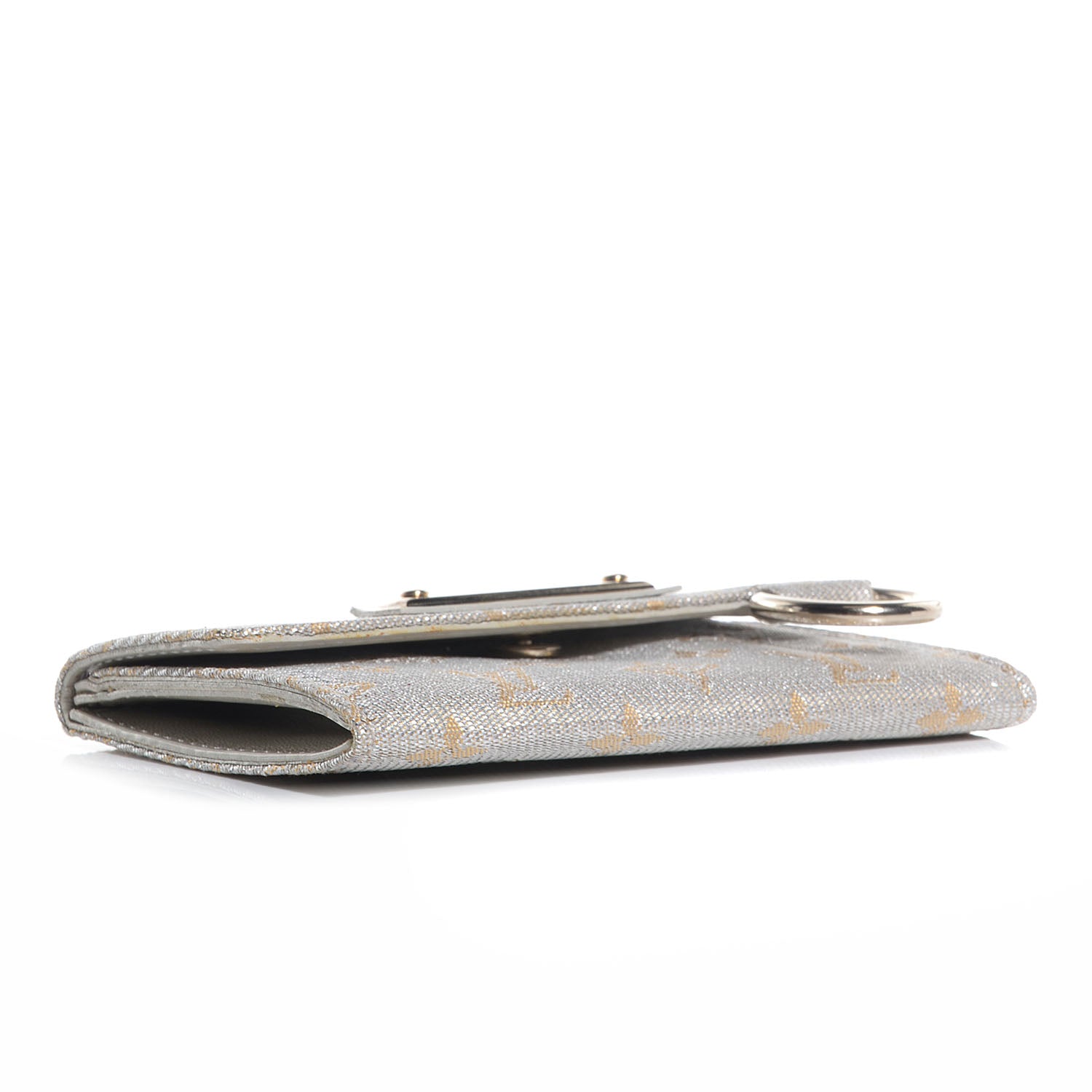 Louis Vuitton Satin Mini Monogram Porte-Monnaie Snap Wallet Silver 4 of 7