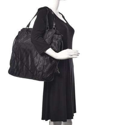 Burberry Nylon Check Buckleigh Packable Tote Black 3 of 10