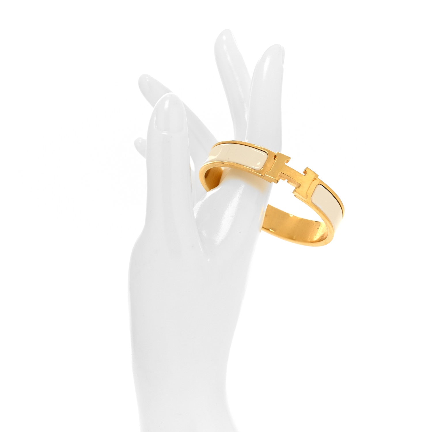 Hermes Enamel Narrow Clic Clac H Bracelet PM Craie 2 of 5