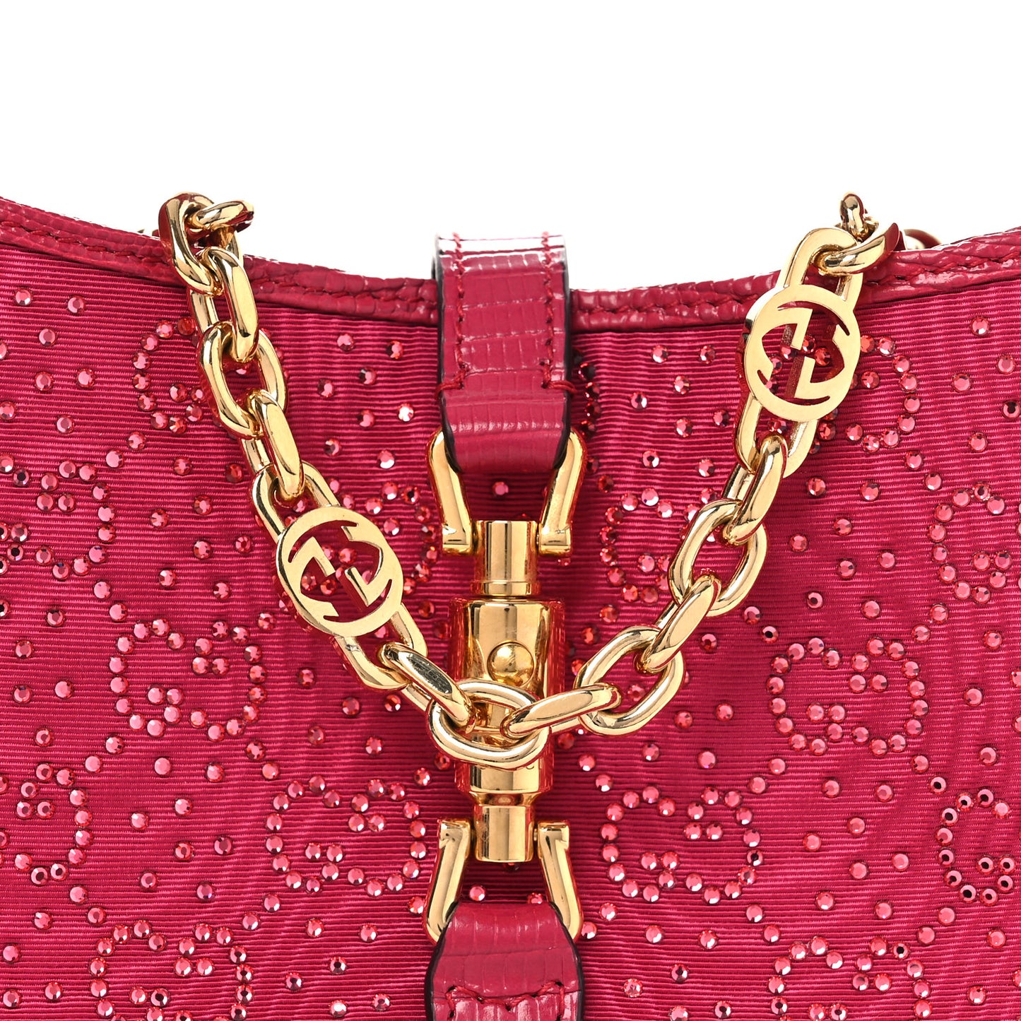 Canvas Lizard Crystal GG Monogram Mini Jackie 1961 Red