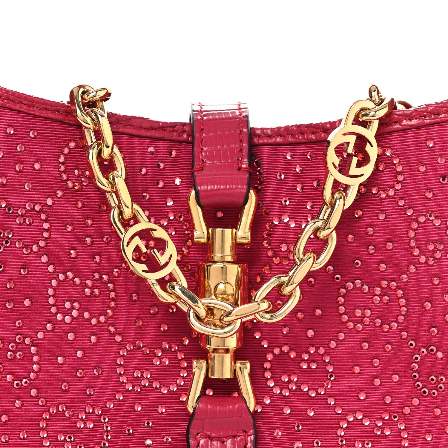 Gucci Canvas Lizard Crystal GG Monogram Mini Jackie 1961 Red 8 of 12