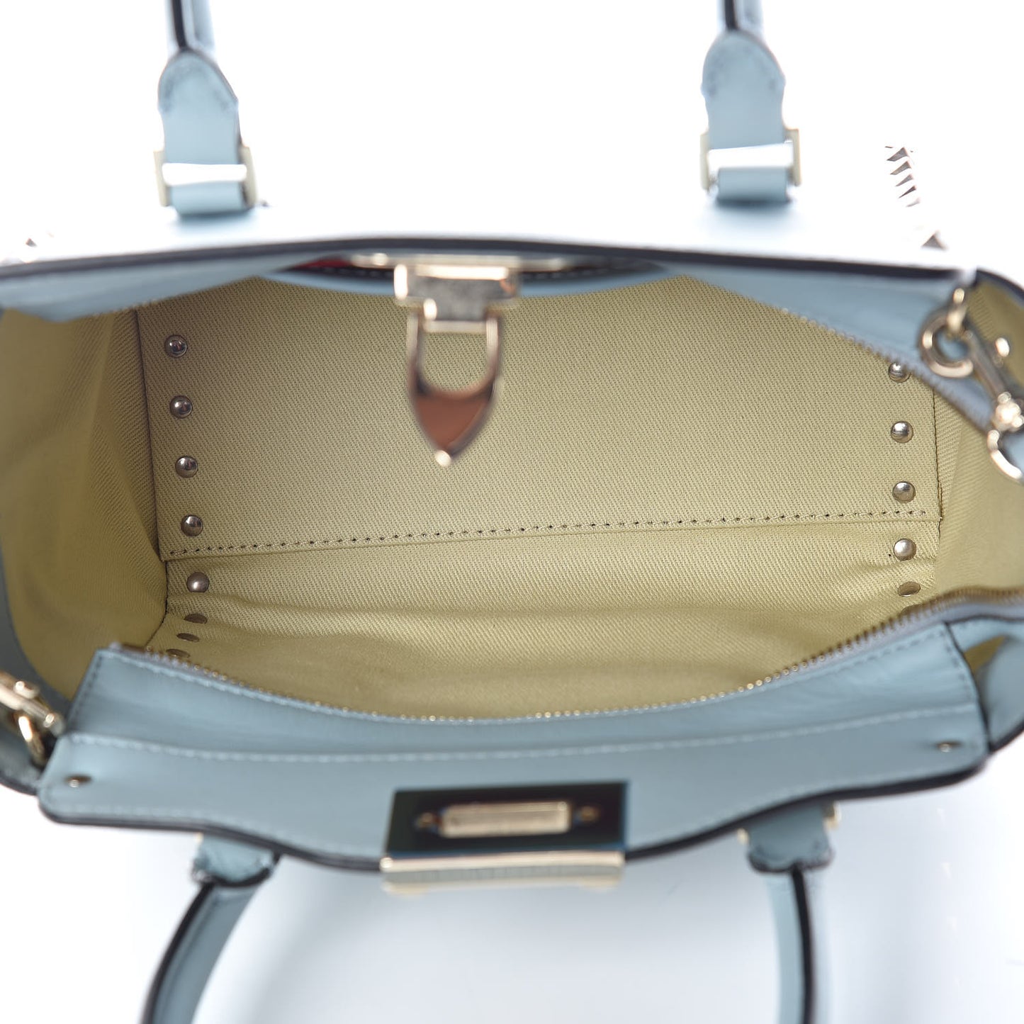 Vitello Mini Rockstud Double Handle Tote Sky Sorbet