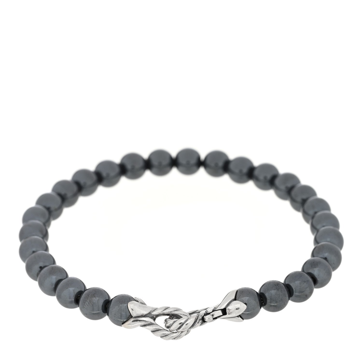 David Yurman Sterling Silver Hematine 6mm Spiritual Beads Bracelet 2 of 3