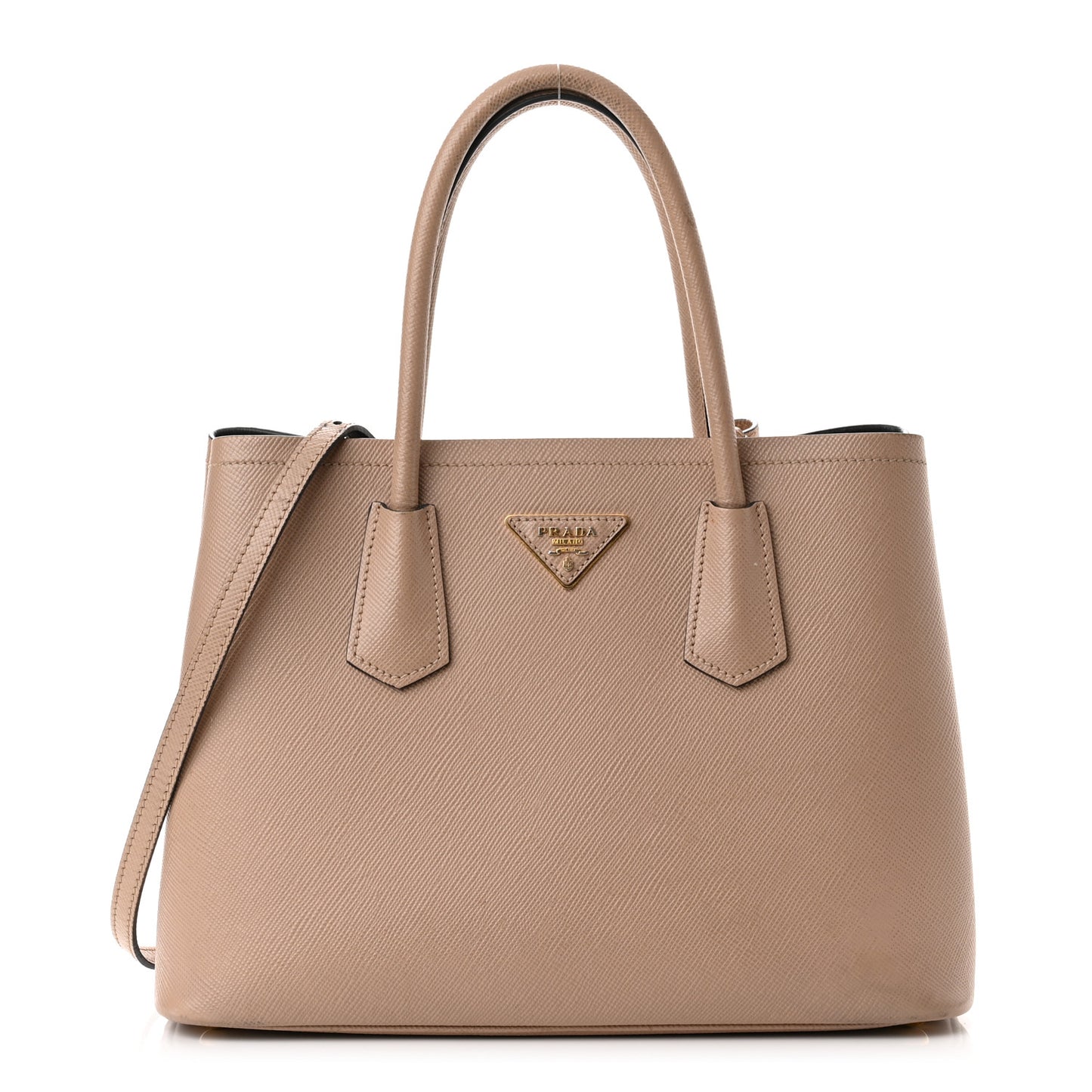 Saffiano Cuir Small Double Bag Cammeo Black