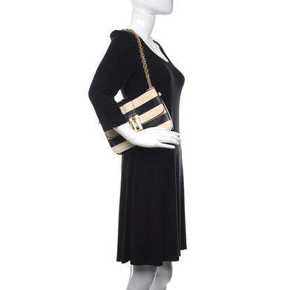 Valentino Garavani Nappa Striped B-Rockstud Flap Black Light Ivory 2 of 17