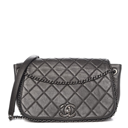 Chanel Calfskin Quilted Small CC Enchained Accordion Flap Grey 1 of 7