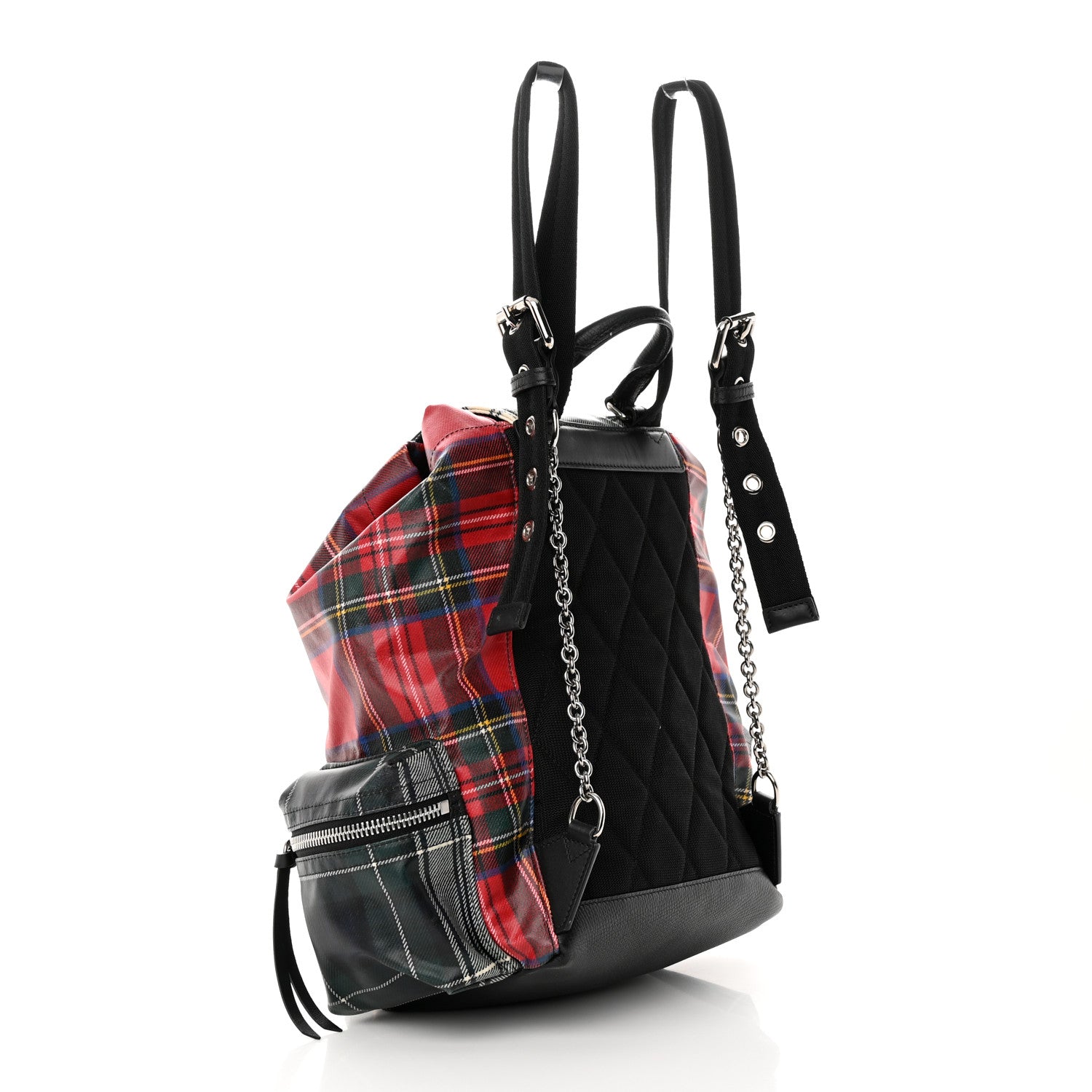 Burberry Laminated Tartan Patchwork Medium Rucksack Backpack Military Red 3 of 24