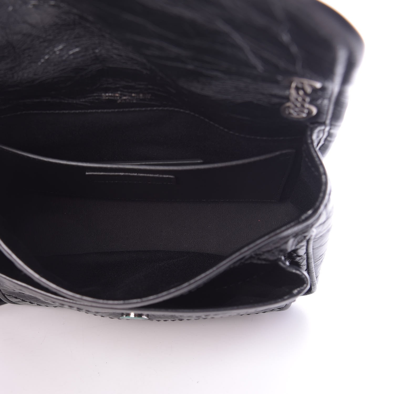 Saint Laurent Crinkled Calfskin Matelasse Monogram Baby Niki Chain Satchel Black 5 of 10