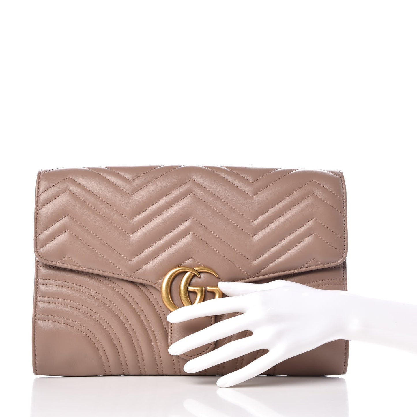 Calfskin Matelasse GG Marmont Clutch Porcelain Rose