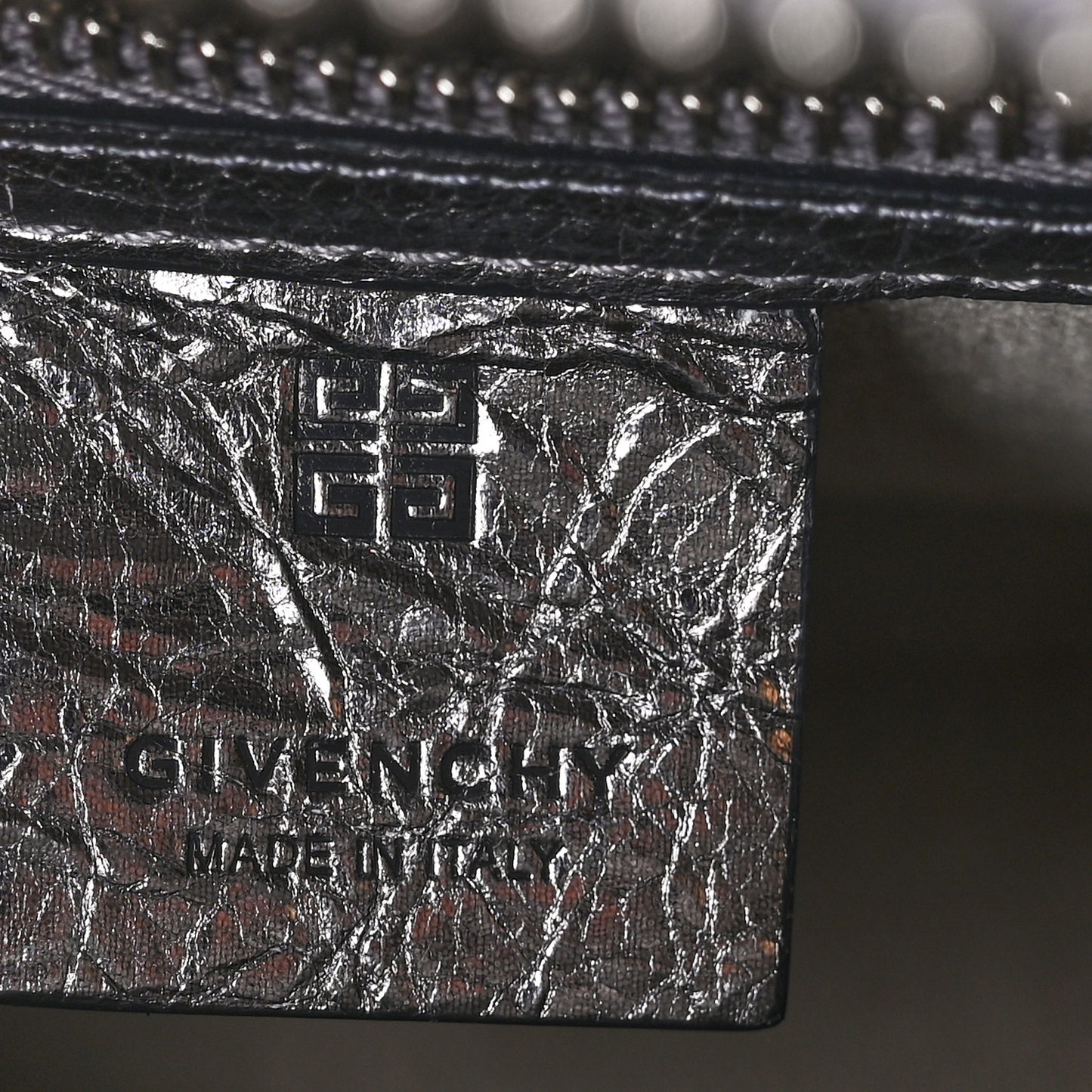 Laminated Lambskin Mini Antigona Silvery Grey
