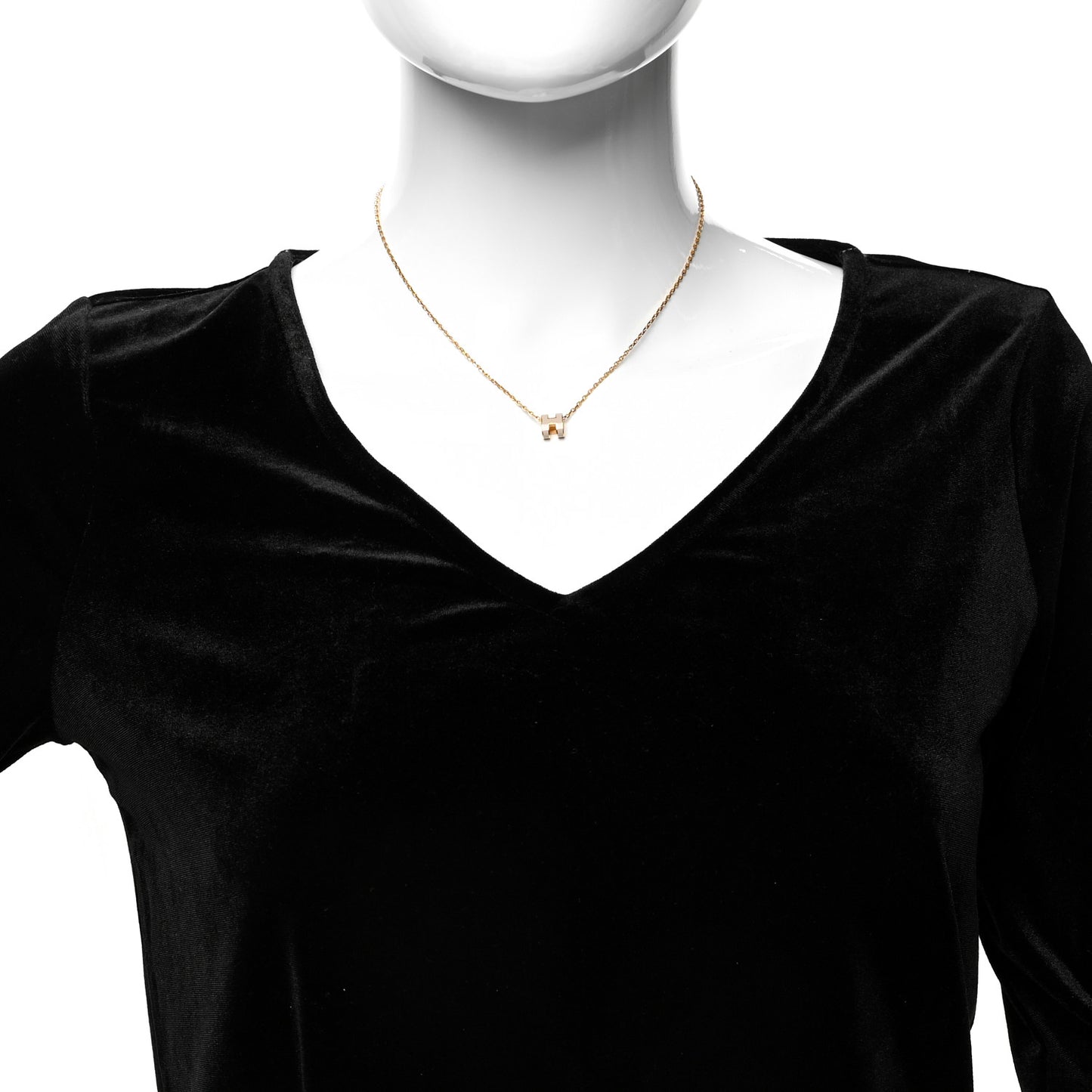 Lacquered Gold Mini Pop H Pendant Necklace Marron Glace