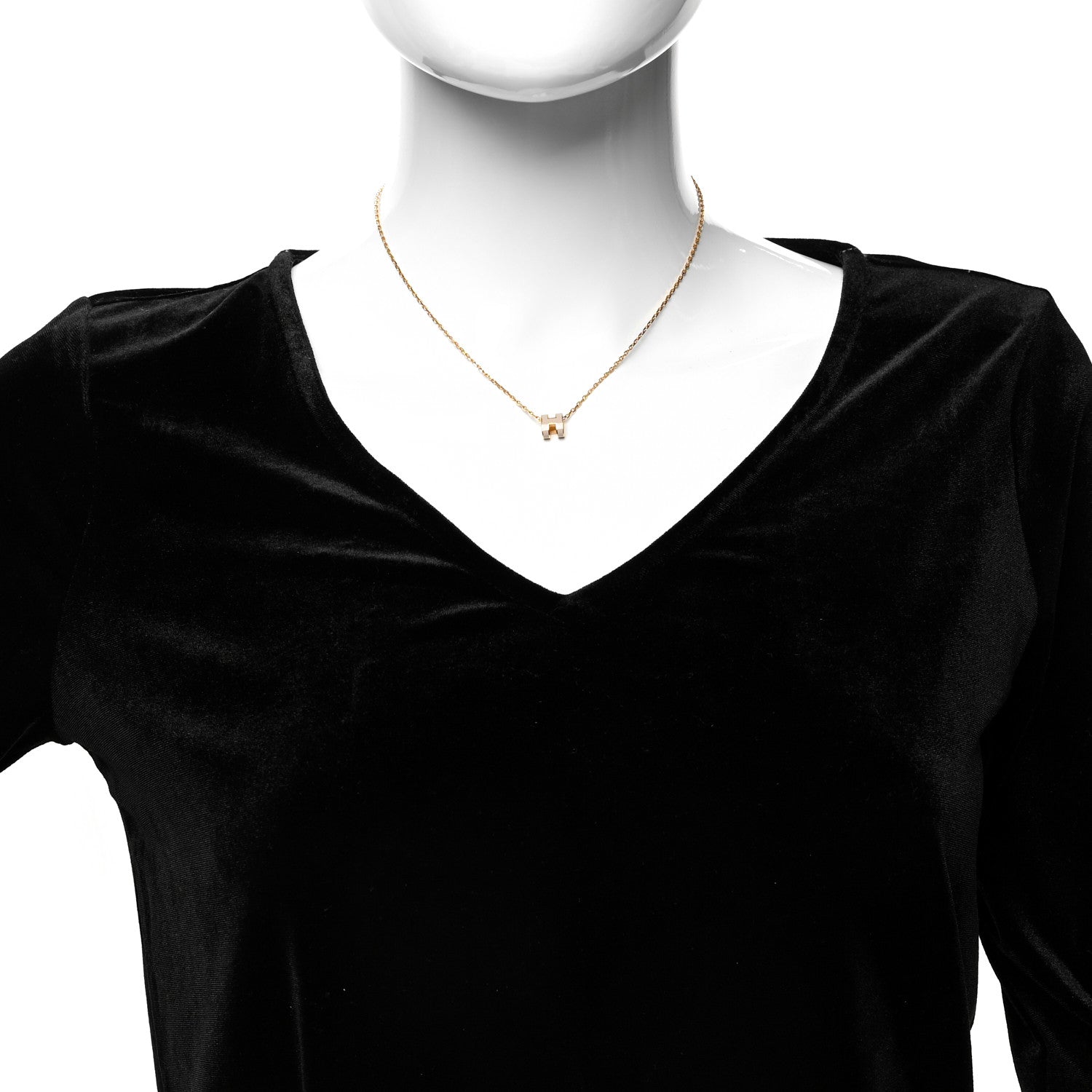 Hermes Lacquered Gold Mini Pop H Pendant Necklace Marron Glace 2 of 5