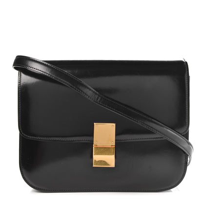 Celine Spazzolato Calfskin Medium Classic Box Flap Bag Black 1 of 11