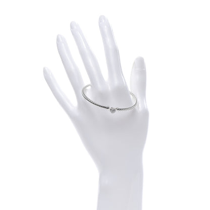 David Yurman Sterling Silver Diamond Cable Collectibles Heart Bracelet 2 of 4
