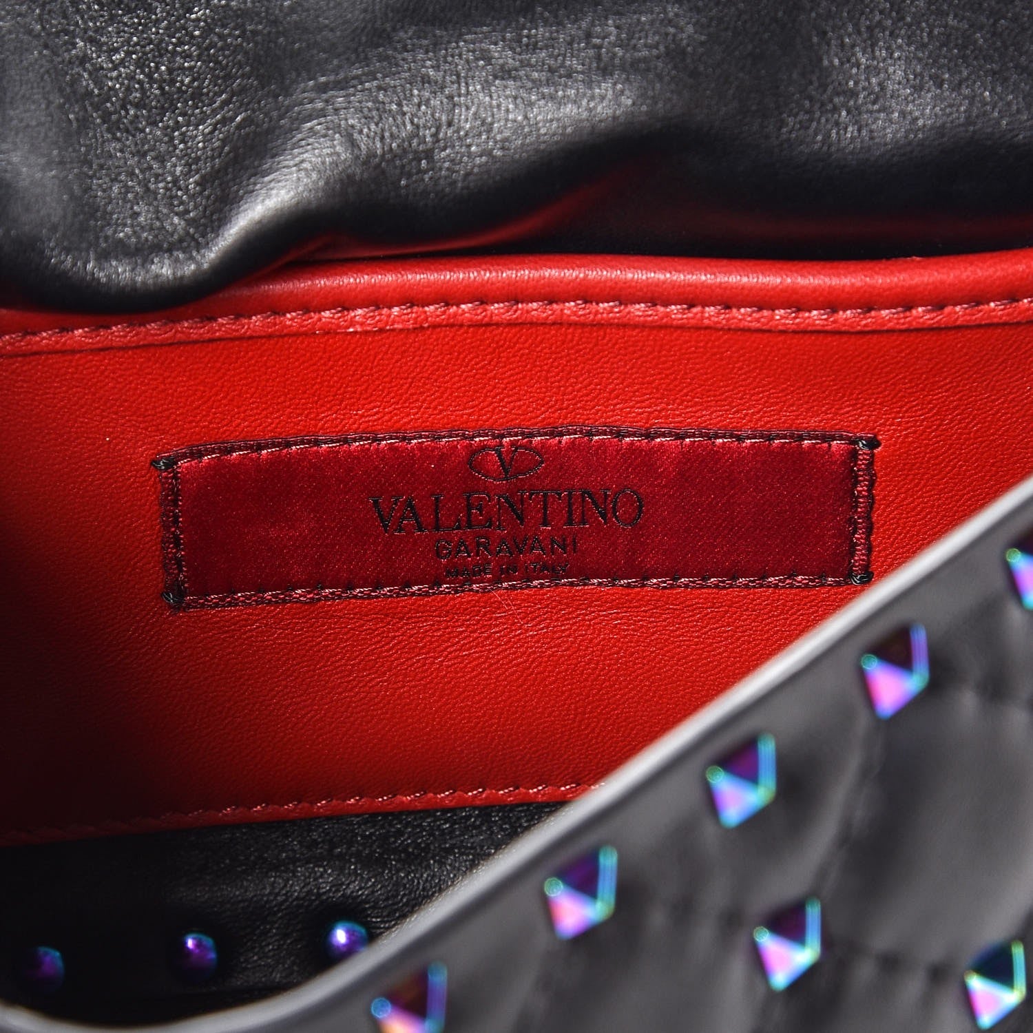 Valentino Garavani Lambskin Oil Slick Small Rockstud Spike Shoulder Bag Black 6 of 8