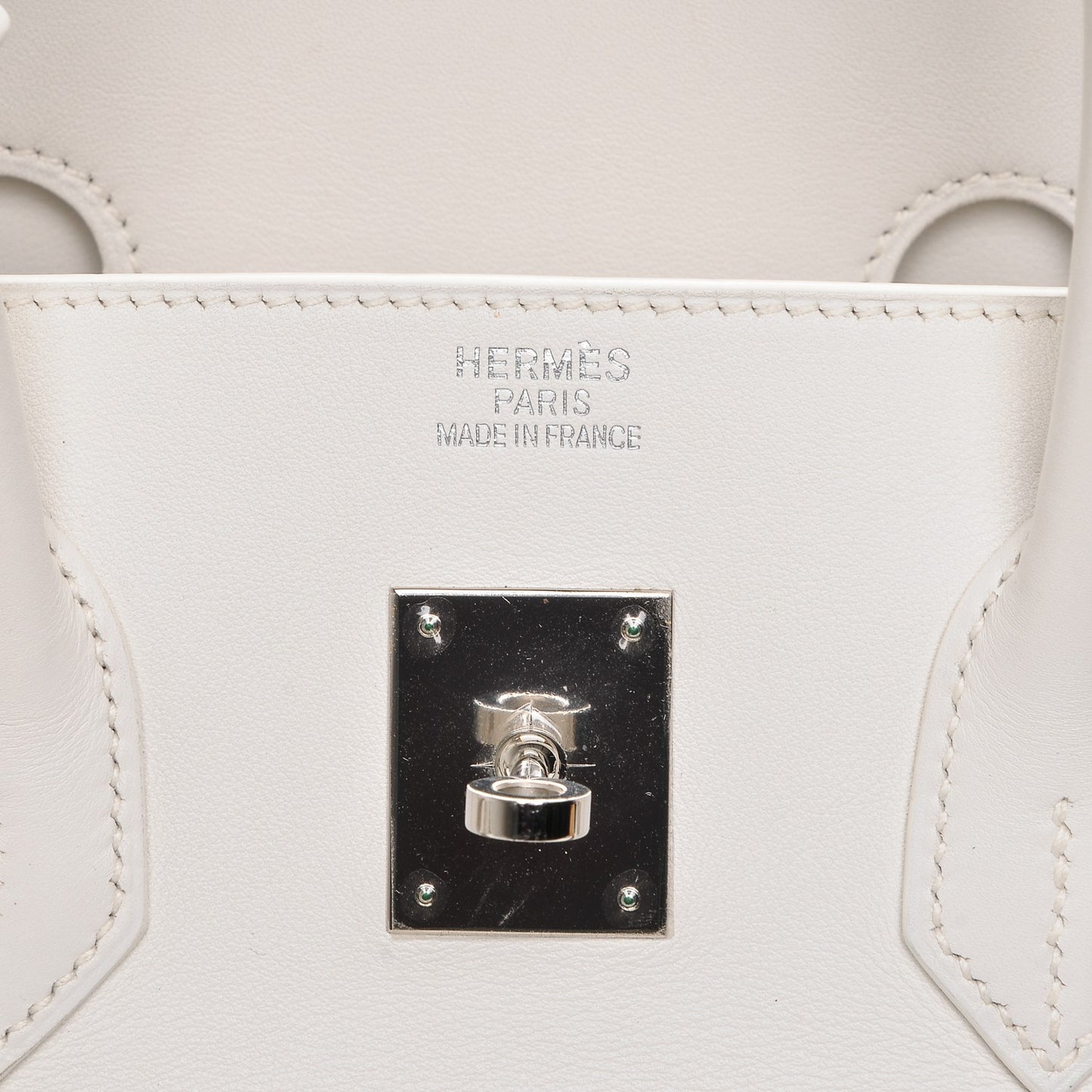 Swift Toile Birkin 35 Blanc Vert Miliatire
