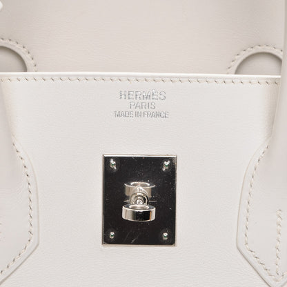 Hermes Swift Toile Birkin 35 Blanc Vert Miliatire 9 of 27