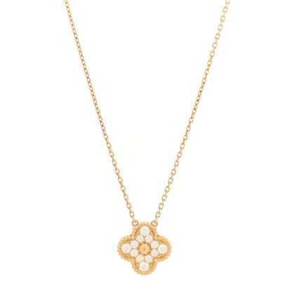 Van Cleef & Arpels 18K Yellow Gold Diamond Vintage Alhambra Pendant Necklace 1 of 4
