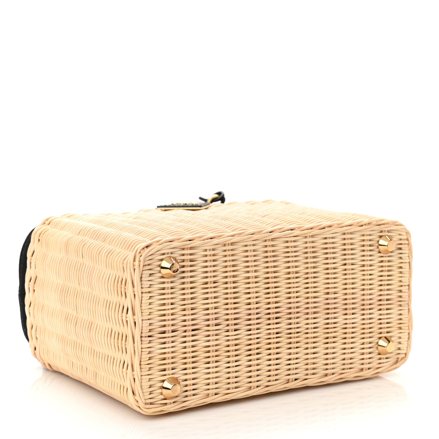 Wicker Canvas Shoulder Bag Black