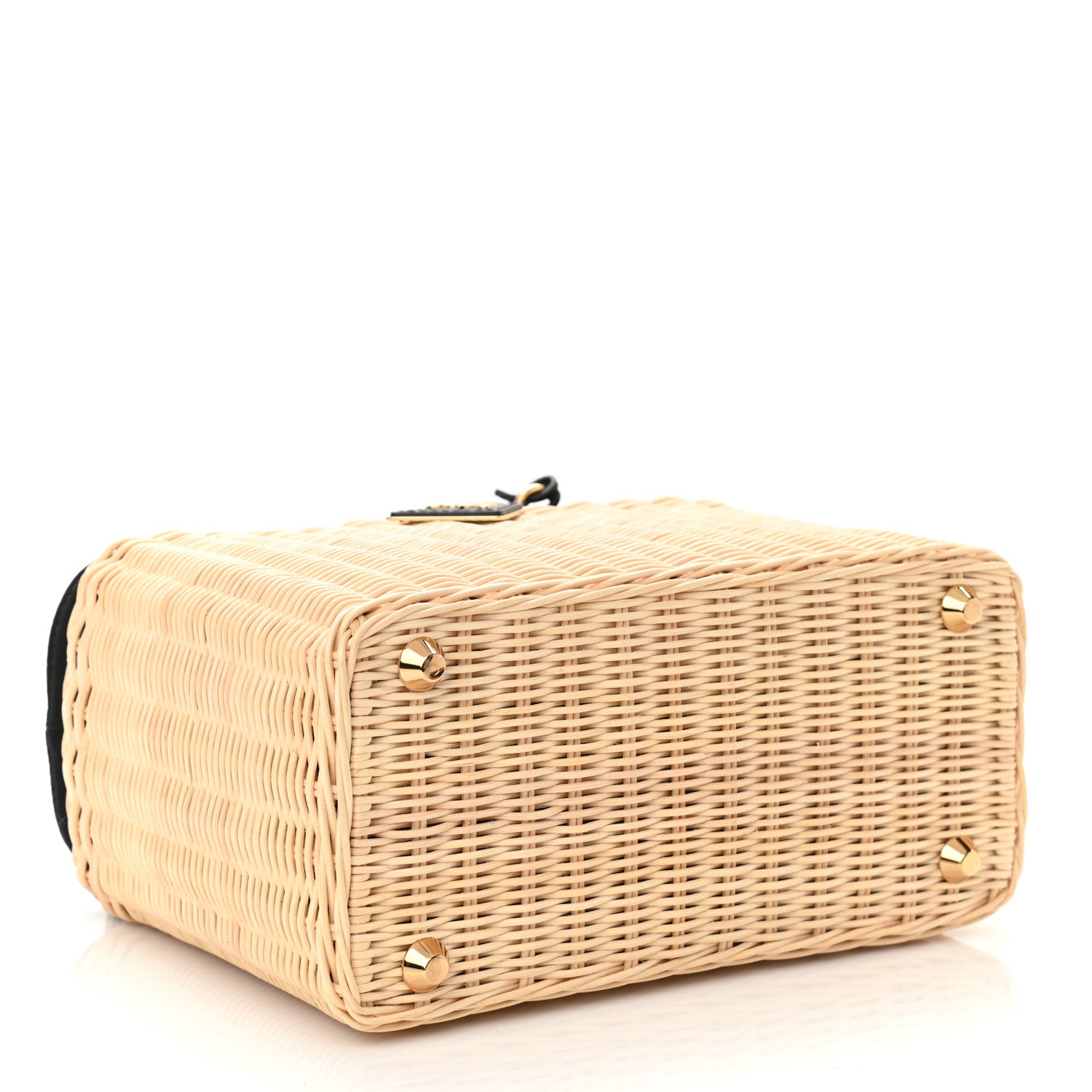 Prada Wicker Canvas Shoulder Bag Black 4 of 11